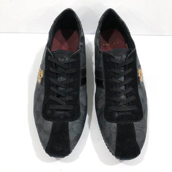 Coach Signature Ivy Black Leather Monogram Logo Sneakers - Picture 4 of 10